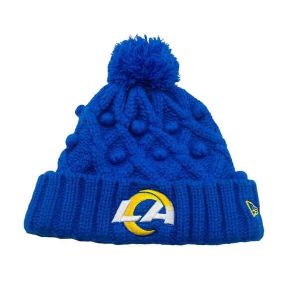 Los Angeles Rams New Era Women's Toasty Cuffed Knit Hat with Pom - Royal - Picture 1 of 3